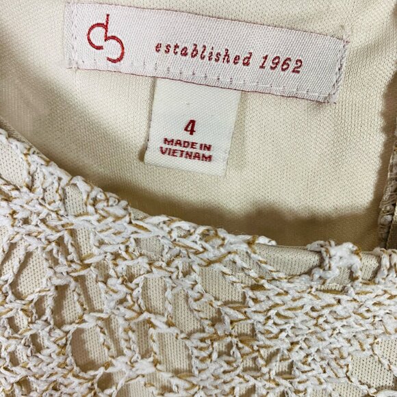 party dress  sz 4 dress beige lace /crochet sleeveless fit & flare  DB - Picture 2 of 14